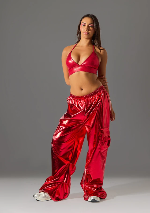 Metallic Hip Hop Jogger Red Front [Red]