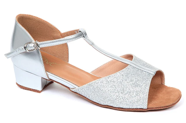 Move Dance Lyri Girls Ballroom and Latin Shoe 1" - Silver Silver Main [Silver]
