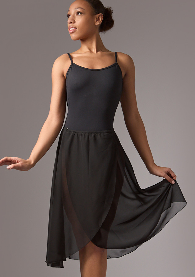 Move Dance Long Ballet Wrap Skirt Black Front [Black]