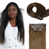 PROTEA Human Hair Seamless Clip In Hair Extensions,  Real Clip in Extension Straight 10 to 24 Inch, 100G 5PCS