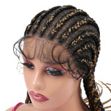 Protea 11 Twist Braided Wig, Lace Front Wig With Baby Hair, Synthetic #1B/27 Natural Black and Light Brown, Knotless Braid Wig for Black Women
