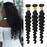 PROTEA Hair Weave Loose Deep Wave, 3-PACK DEALS Total 300G/10.58oz, Human Hair Weft, Real 12A Brazilian Sew In Hair Soft