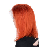 Protea #350 Bright Red Copper Bob Wig, Straight Human Hair Big 13*4 Frontal Lace BOB Wig, 200% Density Easy Wear To Go