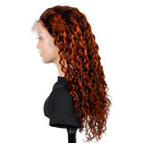 PROTEA Premium Human Hair Wigs, #4/350 Color Water Wave Full Frontal Lace 13*4 Wig, 200% Densiy, 22 Inch Bye Bye Knots
