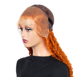 PROTEA Real Human Hair Wigs, #350 Bright Red Copper Water Wave Full Frontal Lace 13*4 Wig, 200% Densiy, 22 Inch