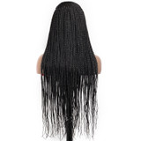PROTEA Lace Front Braided Wigs for Black Women Synthetic Lace Frontal Cornrow Twist Braids Wigs Black Lightweight 30 Inch
