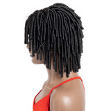 PROTEA Natural Black Dreadlock Wig for Black Women and Men Fashion Short Twist Wigs Afro Curly Synthetic Rock Braided Wig 6 Inch