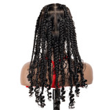 PROTEA Princess Twist Curly Braids, Natural Black Synthetic 13*6 Lace Front for Women Wavy Free Ends Braided Wig