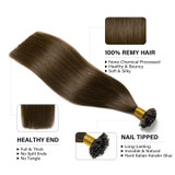 PROTEA U-Tip Remy Hair Extensions, Straight #2 Darkest Brown Human Hair, 50g/pack European Silky Hair