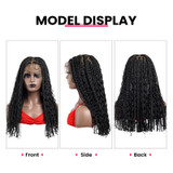 PROTEA Cornrow Box Braided Wig, #1B Natural Black Lace Front Square Knotless Braids for Black Women 20 Inch