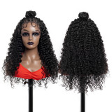 PROTEA Braided Wigs With Updo Bun, #1B Natural Black Synthetic Wig, Lace Front with Baby Hair 22 Inch