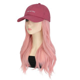 Protea Female Wavy Hair Cap Wig, Synthetic Fiber Pink Natural Hair Wig, Four Seasons Baseball Cap Full Head Cover, 10 Wigs/Pack