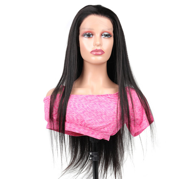 PROTEA HAIR Human Hair Wig, HD Lace #1B Natural Color Straight 13*6 Frontal Wig, 150% Density