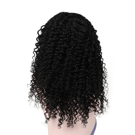 Protea #1B Natural Black Glueless Bob Wig, Deep Curly Transparent 4*4 Frontal Wig, 150% Density, Human Hair Glueless Bob Wigs for Daily Use