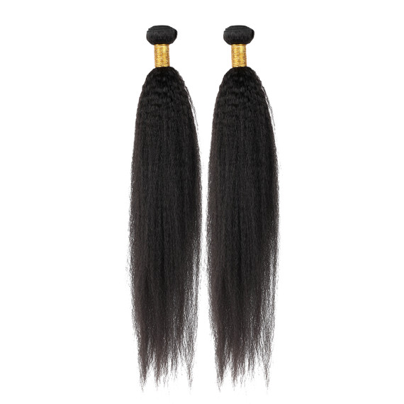 PROTEA Hair Weave Kinky Straight, Human Hair Weft, With 2PCS, Total 200G/7.05oz, 12A Brazilian Hair Bundles For Daily Use