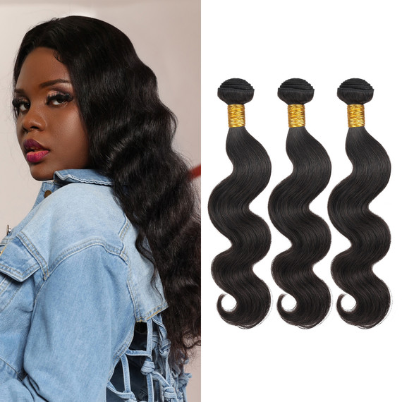 PROTEA Hair Weave Body Wave, Human Hair Weft, With 3PCS, Total 300G/10.58oz, 12A Brazilian Hair For Thick Hair Or Full Head