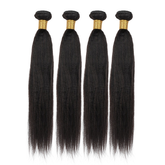 PROTEA Hair Weave Yaki, Human Hair Weft, 4-PACK DEALS Total 400G/14.11oz, 12A Brazilian Sew in Hair Extensions For Women