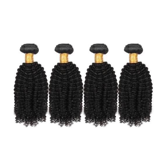 PROTEA Hair Weave, Kinky Curly Human Hair Weft,4-PACK DEALS Total 400G/14.11oz, 12A Brazilian Hair Extensions High Quality