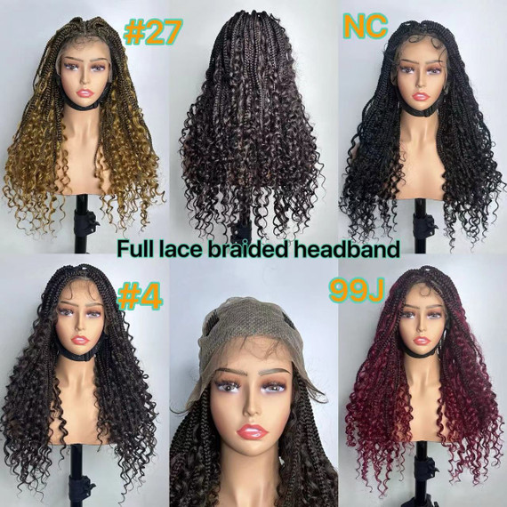 Protea Fiber Full Lace Front Braided Long Wig,  Box River Locs Cornrow Braids Natural With Baby Hair Different Colors