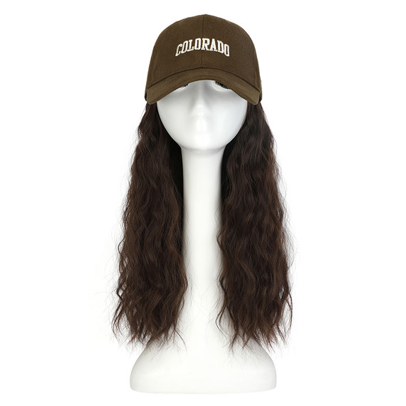 Protea One-piece Hat Wig Cap Wig, Water Ripple Synthetic Fiber Wig For Daily Wear, Baseball Hat Style, 10 Wigs/Pack