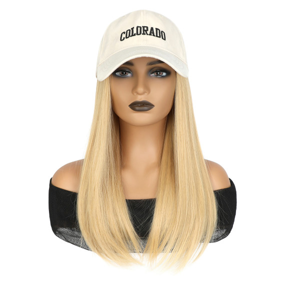 Protea One-Piece Baseball Cap Wig, Synthetic Letter Embroidered Blonde Hair Wig With Adjustable Hat , 10 Wigs/Pack