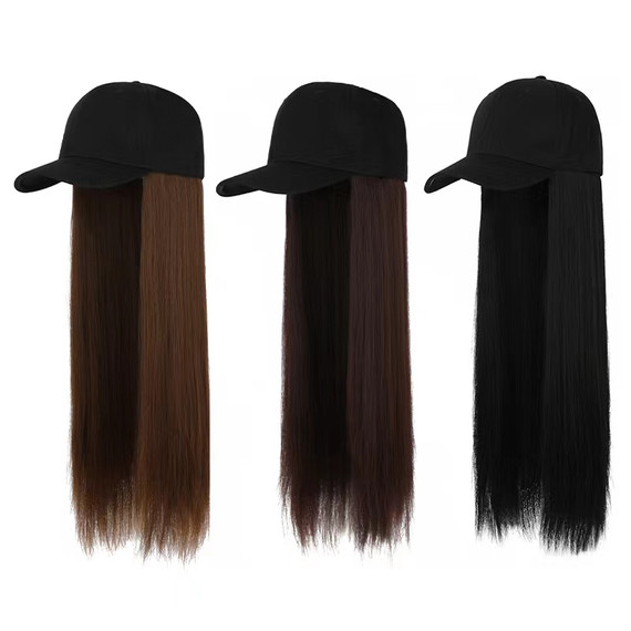 Protea One-Piece Cap Long Hair Wig, Black Hat Fiber Light Brown, Dark Brown, Natural Black Bone Straight Remy Hair, 10 Wigs/Pack