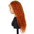 PROTEA Real Human Hair Wigs, #350 Bright Red Copper Water Wave Full Frontal Lace 13*4 Wig, 200% Densiy, 22 Inch