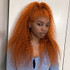 PROTEA Real Human Hair Wigs, #350 Bright Red Copper Water Wave Full Frontal Lace 13*4 Wig, 200% Densiy, 22 Inch