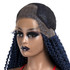 PROTEA Black Mix Blue Twist Braided Frontal Lace Wigs With Baby Hair Synthetic Embroidery 28 Inch