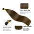 PROTEA I-Tip Remy Human Hair Extensions Full Raw, Straight #4 Medium Reddish Brown Brazilian Hair, 18-24 Inches, 40g/1.41oz