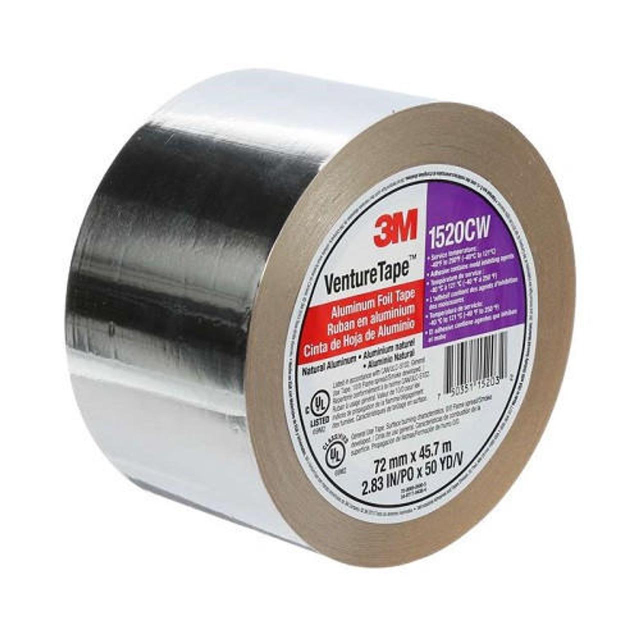 3M 433 High Temp Aluminum Foil Tape Silver 1.5 in x 60 yd Roll