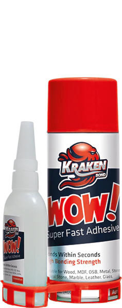 Kraken Bond WOW! Super Fast Adhesive CA Glue (3.50 oz + 400ml) - Case of 12