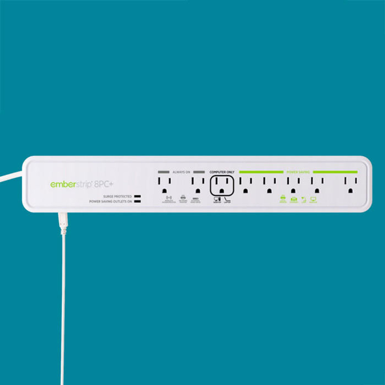 Embertec 8 Outlet Tier 2 Advanced Smart Powerstrip, Bluetooth Sensor  ESUSAV8-ET-10B