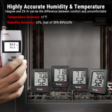 TempPro Digital Indoor Thermometer Hygrometer with Humidity Monitor TP49BW - Case of 14 Minimum