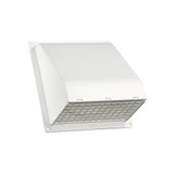 Lambro 6" White Plastic Wall Exhaust Hood Vent - Flat Flange - Spring Damper - Removable Screen - 1.5" Collar 3510W-FF- Case of 6 Minimum