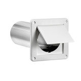 Lambro 4" White Plastic Single Flap Wall Exhaust Vent - 11" Pipe 1422WTP - Case of 15 Minimum