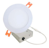 Simply Conserve L12-DLR6-27/50-D-ADJ 6-inch adjustable wafer LED downlight with matte white trim and remote junction box