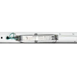 Simply Conserve 4 ft field-adjustable LED linear strip light with white housing, rounded lens, and surface-mount design