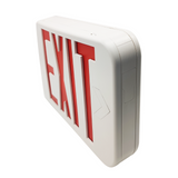 Simply Conserve LED exit sign with selectable red or green letters, dual face option, and emergency battery backup