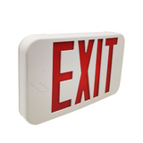 Simply Conserve LED exit sign with selectable red or green letters, dual face option, and emergency battery backup