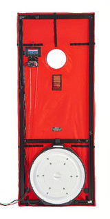 The Energy Conservatory Minneapolis Blower Door Model 3 single fan system with DG-1000 gauge, commercial frame, nylon panel, and accessories