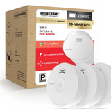 USI USI/SM/10YR/MINI/3 3-pack compact 10-year battery smoke and fire alarms with photoelectric sensing