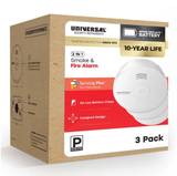 USI USI/SM/10YR/MINI/3 3-pack compact 10-year battery smoke and fire alarms with photoelectric sensing