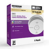 USI USI/SMCO/10YR/V 10-year battery smoke, fire, and carbon monoxide alarm with Voice Alert and photoelectric sensing