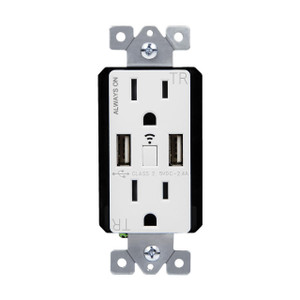  Enerlites Wi-Fi Smart Tamper-Resistant Decorator Duplex Receptacle with Dual USB Ports WF2UM-W 