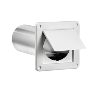 Lambro 4" White Plastic Single Flap Wall Exhaust Vent - 11" Pipe 1422WTP - Case of 15 Minimum