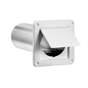 Lambro 4" White Plastic Single Flap Wall Exhaust Vent - 11" Pipe 1422WTP - Case of 15