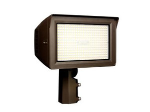 MaxLite MSF150UA-WCSBKPCTA bronze slim flood light with selectable 100W/130W/150W, selectable 3000K/4000K/5000K, knuckle slipfitter mount, and photocell