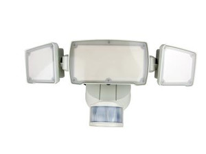 MaxLiteHome MSL3HW white 3-head LED security flood light with motion sensor and photocell