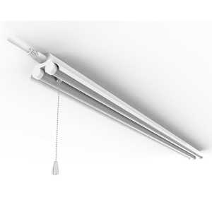 Simply Conserve 40W linkable LED shop light with slim white housing, hanging chain, and pull cord